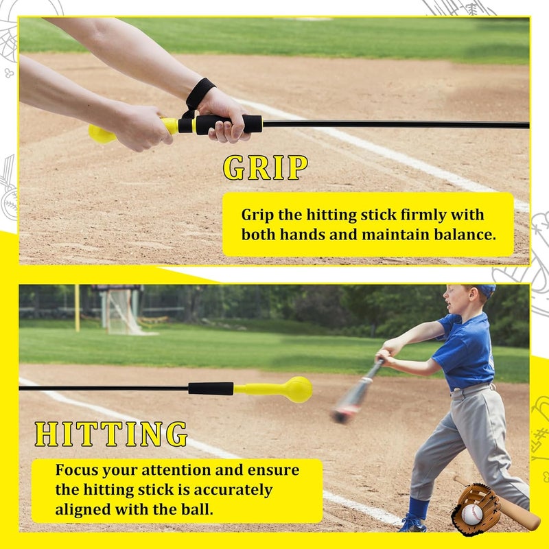 DEHAI Baseball Hitting Stick,Batting Practice Equipment for Baseball and Softball,Extended Handlebar with Grip Strap,Ideal One-on-One Baseball Training Equipment - Image 4